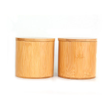Eco friendly luxury bamboo cylinder spice candy canister storage jar with lid